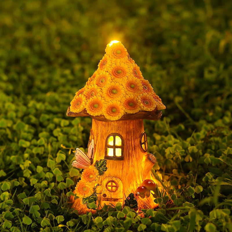 Resin tree house solar decorative light