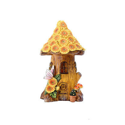 Resin tree house solar decorative light