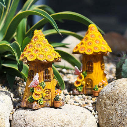 Resin tree house solar decorative light