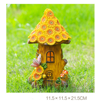 Resin tree house solar decorative light