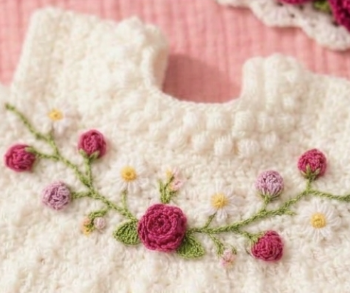 baby white crochet frock