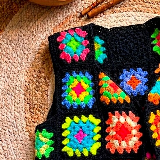 Close-up of the granny squares