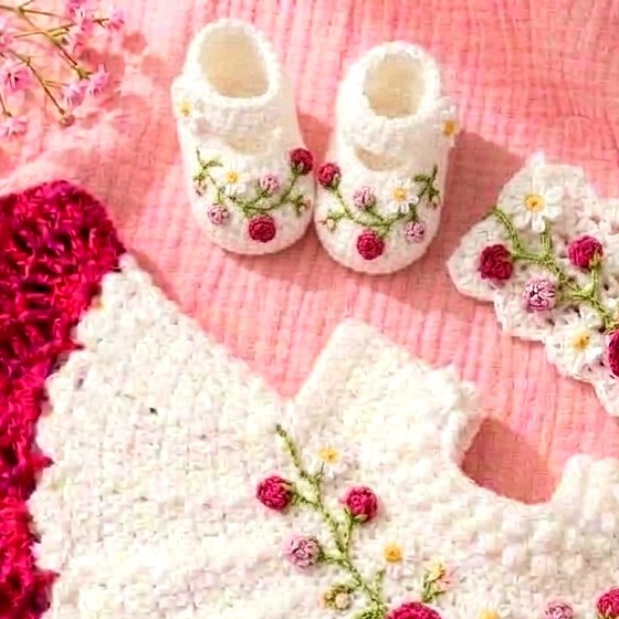 Close-up of the matching booties