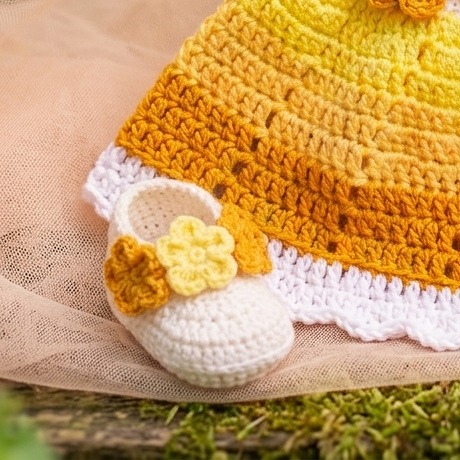 Close-up of the matching booties