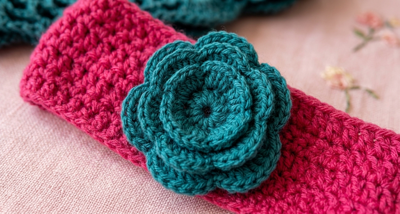 teal color crochet headband