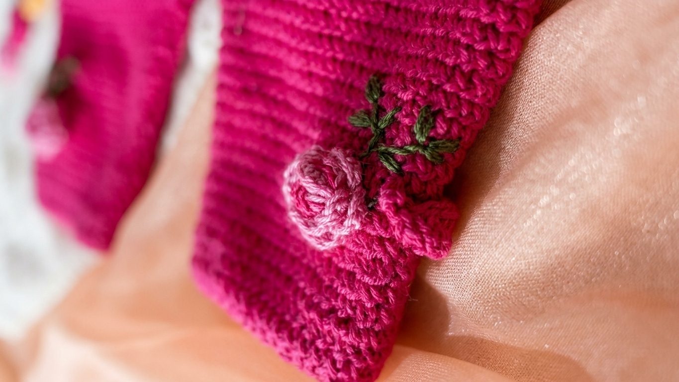 shocking pink trouser and 3 color flower