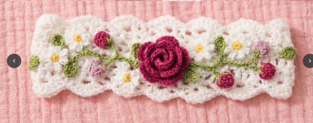crochet headband embroidered for baby